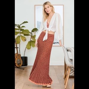 Free People Gold Coast Orange Knit Maxi Skirt